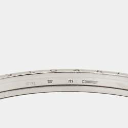 Pre Owned Bvlgari B.Zero1 Stainless Steel 18k Rose Gold Open Cuff Bracelet M