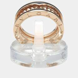 Pre Owned Bvlgari B.Zero1 18K Rose Gold Ceramic Ring EU 59