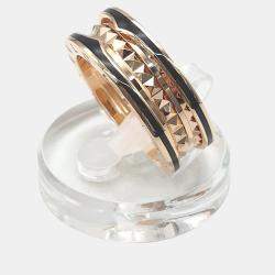 Pre Owned Bvlgari B.Zero1 18K Rose Gold Ceramic Ring EU 59