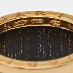 Bvlgari B.Zero1 Brown Marble 18K Rose Gold Band Ring Size 54