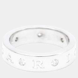 Pre Owned Bvlgari Bvlgari Bvlgari 18K White Gold Diamond Ring EU 52