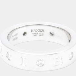 Pre Owned Bvlgari Bvlgari Bvlgari 18K White Gold Diamond Ring EU 52