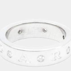Pre Owned Bvlgari Bvlgari Bvlgari 18K White Gold Diamond Ring EU 52