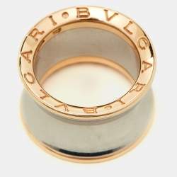 Pre Owned Bvlgari Anish Kapoor B.Zero1 18k Rose Gold Steel Ring Size 49