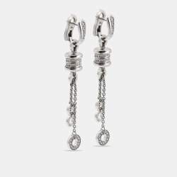 Pre Owned Bvlgari B.Zero1 Diamonds 18k White Gold Drop Earrings