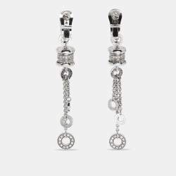 Pre Owned Bvlgari B.Zero1 Diamonds 18k White Gold Drop Earrings