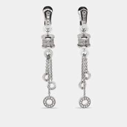 Pre Owned Bvlgari B.Zero1 Diamonds 18k White Gold Drop Earrings