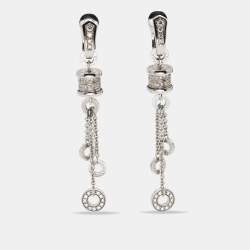 Pre Owned Bvlgari B.Zero1 Diamonds 18k White Gold Drop Earrings