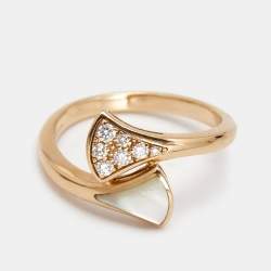 مملوكة مسبقًا Bvlgari Divas' Dream Mother of Pearl Diamond 18k Rose Gold Ring Size 51