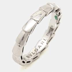 Pre Owned Bvlgari Serpenti Viper 18k White Gold Ring Size 58