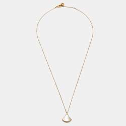 Pre Owned Bvlgari Divas' Dream Mother of Pearl Diamond 18k Rose Gold Necklace