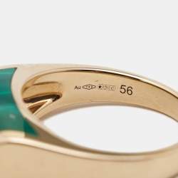 Pre Owned Bvlgari Tronchetto Malachite 18k Rose Gold Ring Size 56