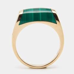 Pre Owned Bvlgari Tronchetto Malachite 18k Rose Gold Ring Size 56