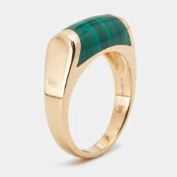 Pre Owned Bvlgari Tronchetto Malachite 18k Rose Gold Ring Size 56