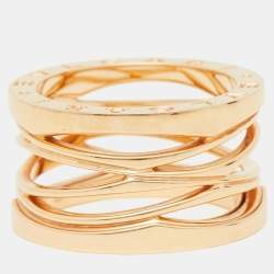 Pre Owned Bvlgari B.Zero1 Design Legend 18K Rose Gold 4-Band Ring 54