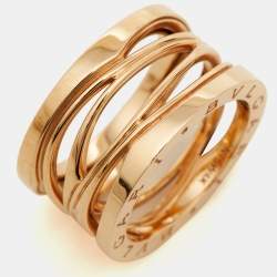 Pre Owned Bvlgari B.Zero1 Design Legend 18K Rose Gold 4-Band Ring 54