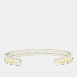 Pre Owned Bvlgari B.Zero1 Steel & 18K Yellow Gold Open Cuff Bracelet