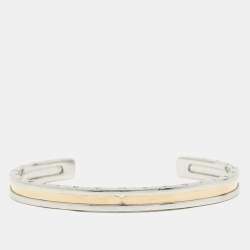Pre Owned Bvlgari B.Zero1 Steel & 18K Yellow Gold Open Cuff Bracelet