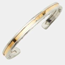 Pre Owned Bvlgari B.Zero1 Steel & 18K Yellow Gold Open Cuff Bracelet