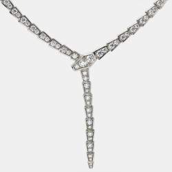 Pre Owned Bvlgari Serpenti Viper Diamonds 18k White Gold Necklace