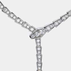 Pre Owned Bvlgari Serpenti Viper Diamonds 18k White Gold Necklace