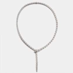 Pre Owned Bvlgari Serpenti Viper Diamonds 18k White Gold Necklace