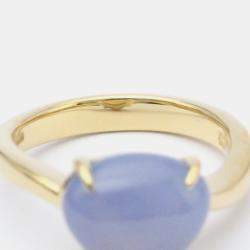 Pre Owned Bvlgari Mediterranean Eden 18K Yellow Gold Chalcedony Ring EU 52