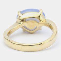 Pre Owned Bvlgari Mediterranean Eden 18K Yellow Gold Chalcedony Ring EU 52