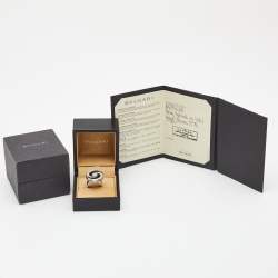 Pre Owned Bvlgari Optical Illusion White Gold and Black Onyx Ring Size 55