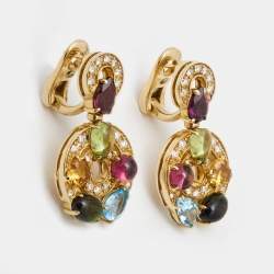 Bvlgari Cerchi Multi Gemstones 18k Yellow Gold Earrings