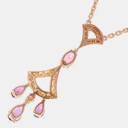 Pre Owned Bvlgari Divas' Dream 18K Rose Gold Diamond Multi Stone Necklace