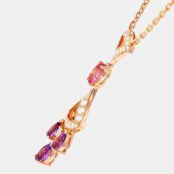 Pre Owned Bvlgari Divas' Dream 18K Rose Gold Diamond Multi Stone Necklace
