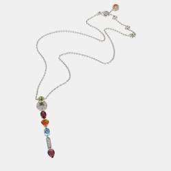 Pre Owned BVLGARI Allegra Diamond & Gemstones Pendant in 18k White Gold 0.3 CTW