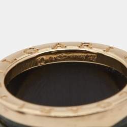 Pre Owned Bvlgari B.Zero1 4-Band Green Marble 18k Rose Gold Ring Size 52