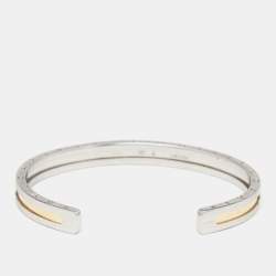 Pre Owned Bvlgari B.Zero1 18k Yellow Gold Stainless Steel Open Cuff Bracelet S