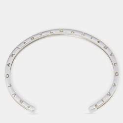 Pre Owned Bvlgari B.Zero1 18k Yellow Gold Stainless Steel Open Cuff Bracelet S