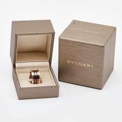 Pre Owned Bvlgari B.Zero1 4-Band Bronze Ceramic 18k Rose Gold Ring Size 54