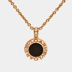Bvlgari Bvlgari Onyx Mother of Pearl Diamond 18k Rose Gold Necklace
