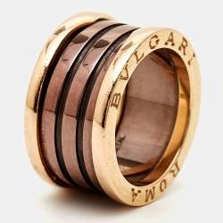 Bvlgari B.Zero1 Roma Ceramic 18k Rose Gold Ring Size 54