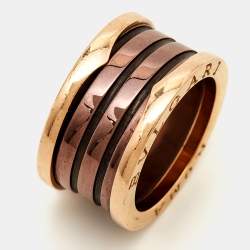 Bvlgari B.Zero1 Roma Ceramic 18k Rose Gold Ring Size 54