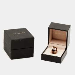 Bvlgari B.Zero1 Roma Ceramic 18k Rose Gold Ring Size 54