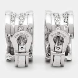 Pre Owned Bvlgari B.Zero1 Diamond 18k White Gold Earrings