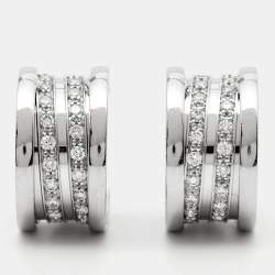 Pre Owned Bvlgari B.Zero1 Diamond 18k White Gold Earrings