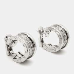 Pre Owned Bvlgari B.Zero1 Diamond 18k White Gold Earrings