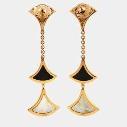 Bvlgari Divas' Dream Onyx Mother of Pearl 18k Rose Gold Dangle Earrings