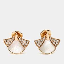Pre Owned Bvlgari Divas' Dream Mother of Pearl Diamond 18K Rose Gold Earrings