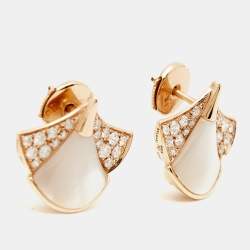Pre Owned Bvlgari Divas' Dream Mother of Pearl Diamond 18K Rose Gold Earrings