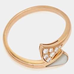 Pre Owned Bvlgari Divas' Dream Mother of Pearl Diamond 18k Rose Gold Ring Size 59