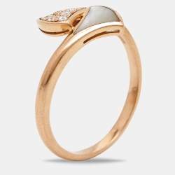 Pre Owned Bvlgari Divas' Dream Mother of Pearl Diamond 18k Rose Gold Ring Size 59