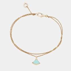 Pre Owned Bvlgari Divas' Dream Turquoise 18k Rose Gold Charm Bracelet M/L